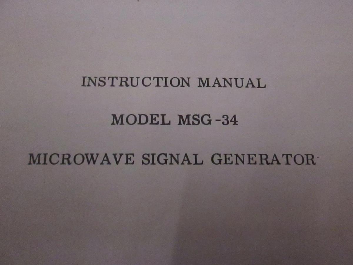 Used Polarad Model MSG-34 Microwave Signal Generator Instruction Manual, Used