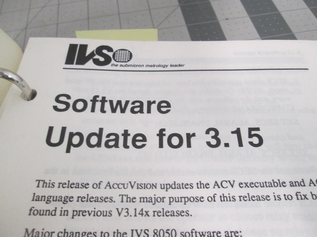 Used IVS, AccuVision Software Update for 3.15, Used