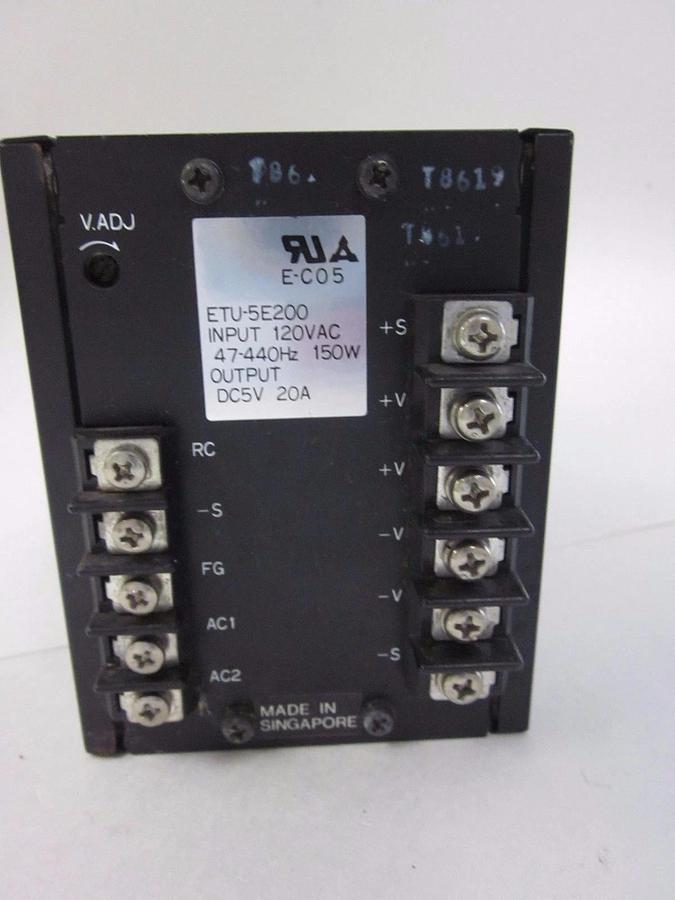 Used Matsushita ETU-5E200 Power Supply, Input: 120VAC, 47-440HZ, 150W, Out: DC,5V,20A