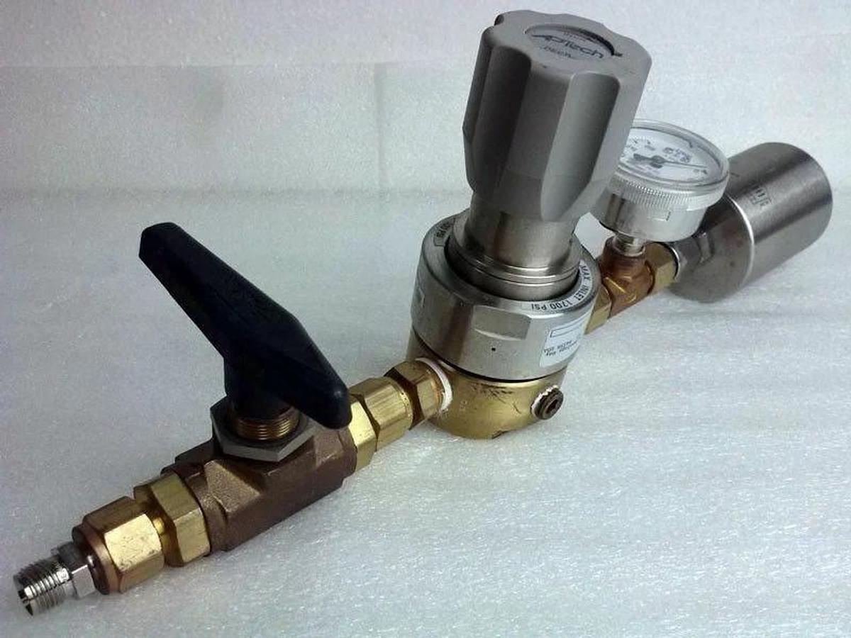 Used APTech Regulator,Parker Valve,Wika Gauge,T.E.M. Gas Filter, Gas Stick Assy, cda
