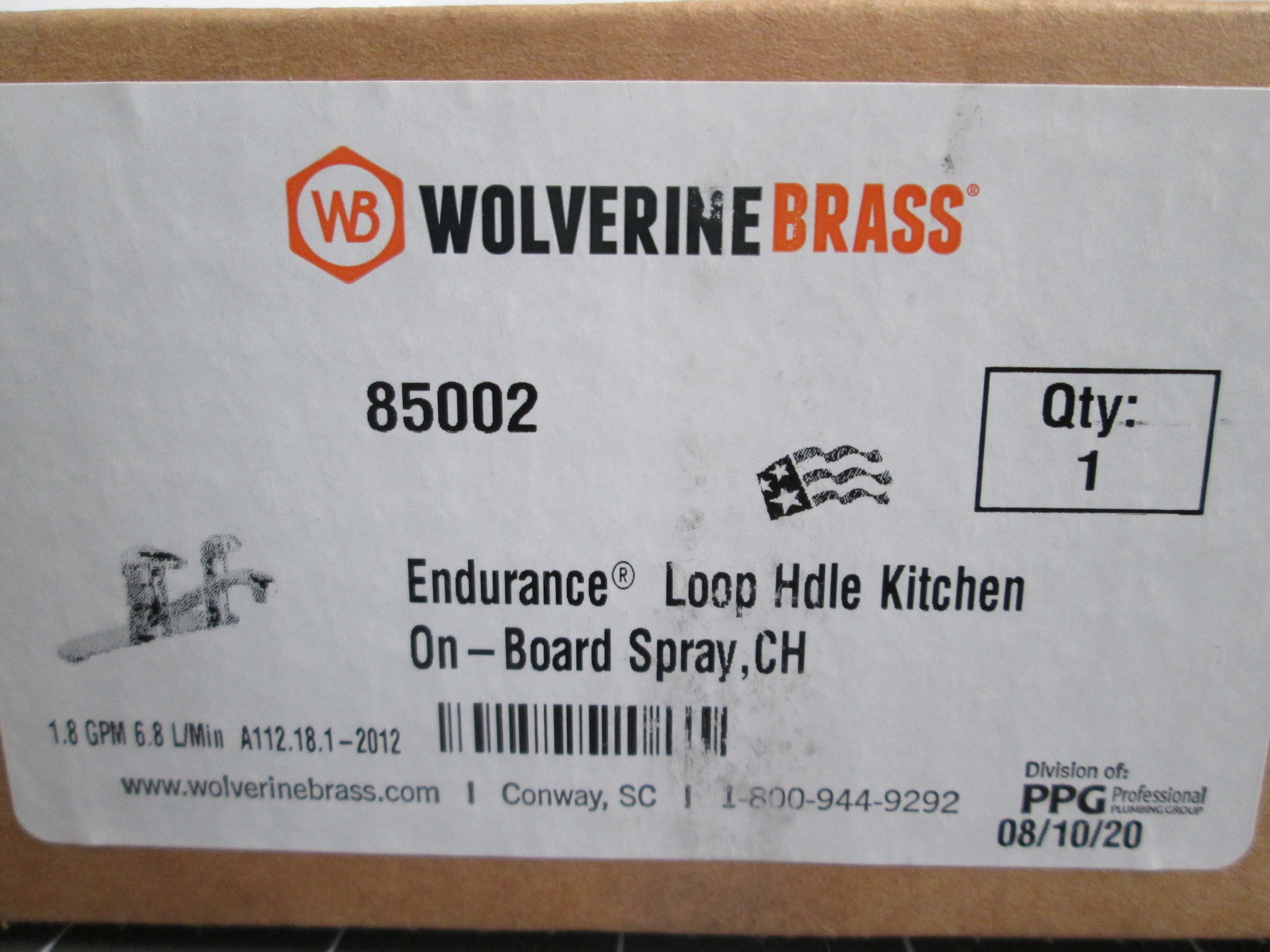 Used Wolverine Brass Endurance 85002 Kitchen Faucet Chrome Loop Handle On-Board Spray