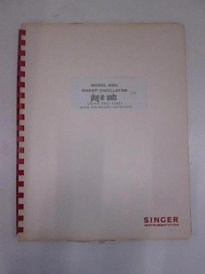 Used Singer Model 650 Sweep Oscillator Plug-In Units Instruction Manual, Used