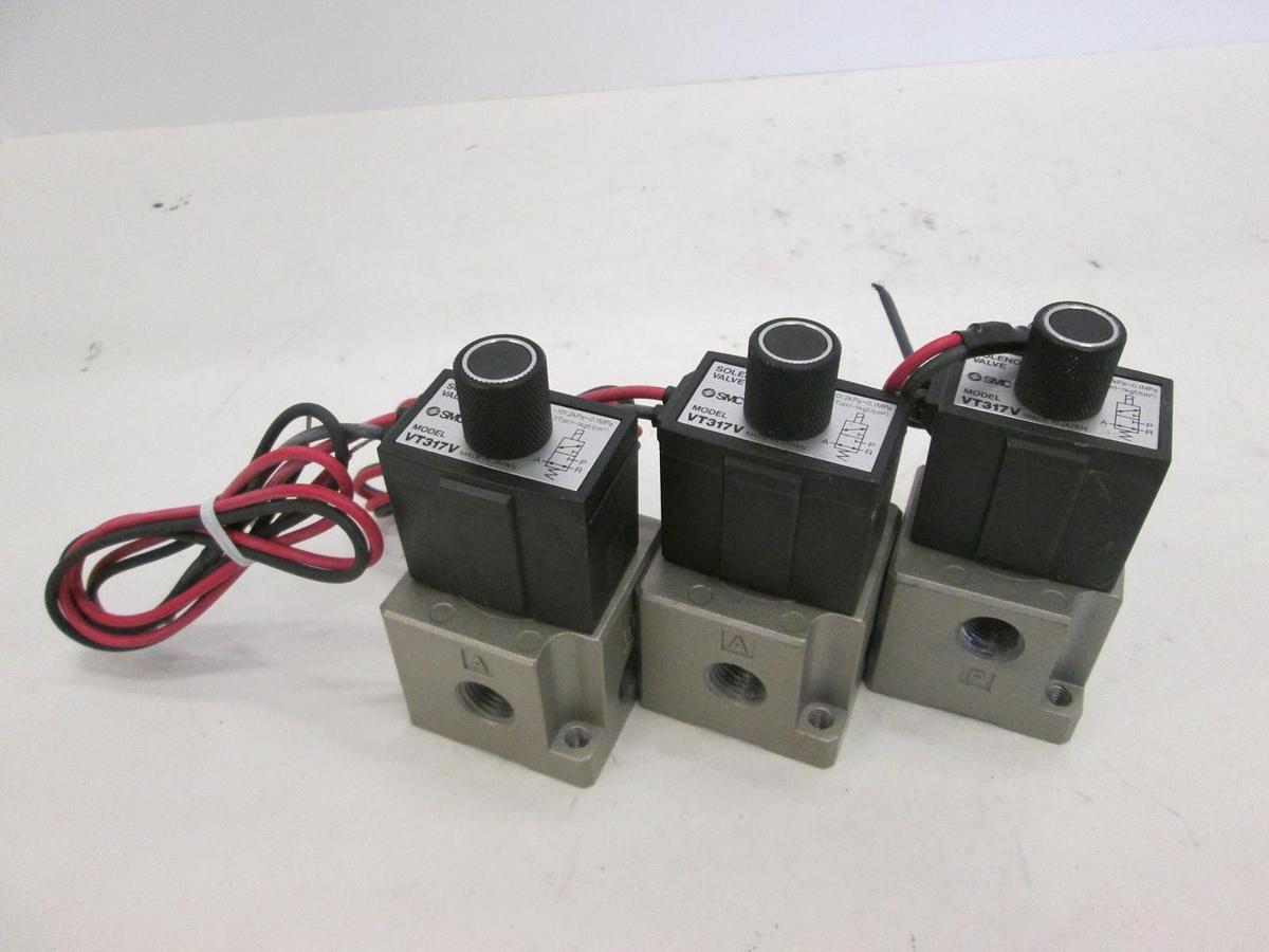 Used SMC, VT317V, Solenoid Valve, Used, Lot of 3