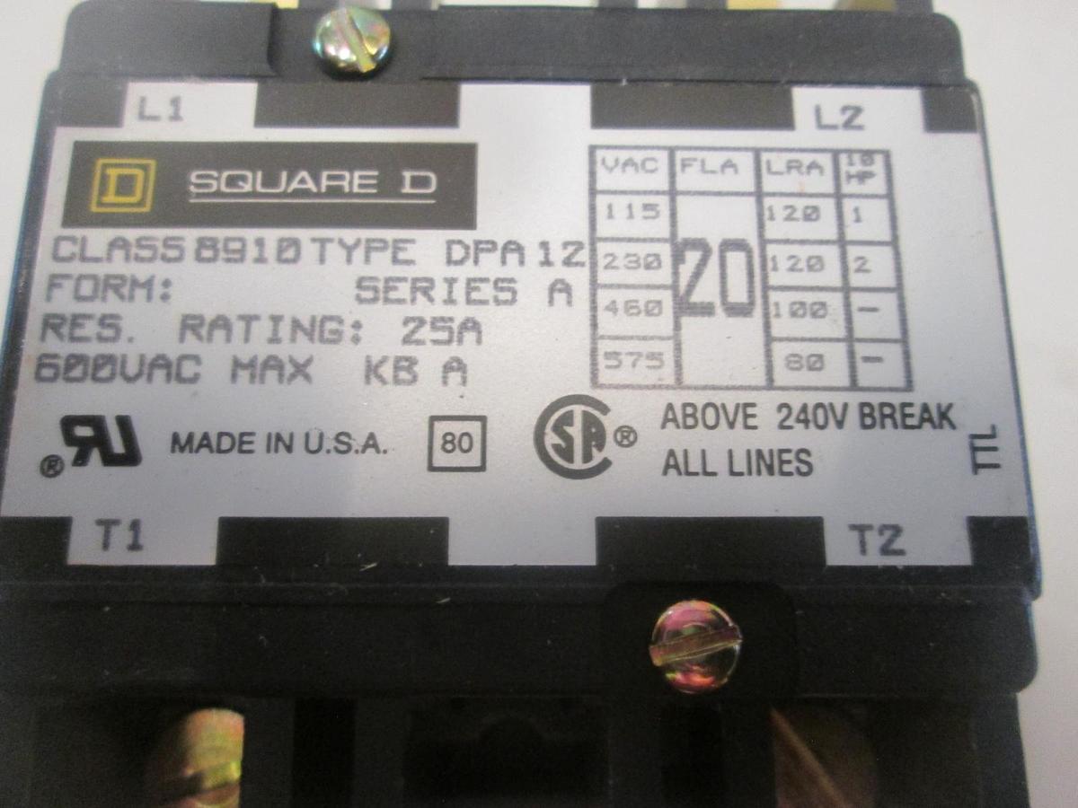 Square D, DPA12V02, Definite Purpose Contaactor, 2 Pole, New