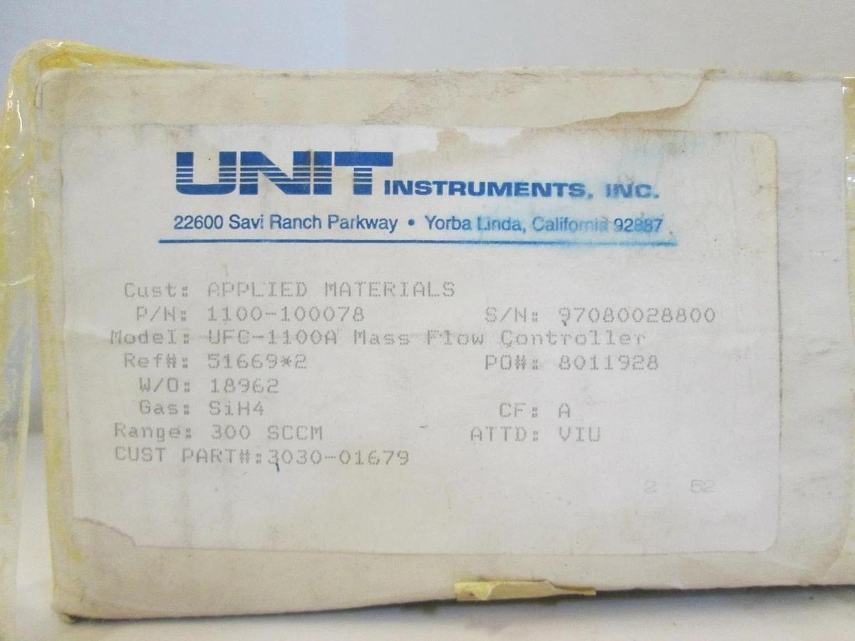 Refurbished Unit UFC-1100A Mass Flow Controller SiH4, 300 SCCM, Reburbished