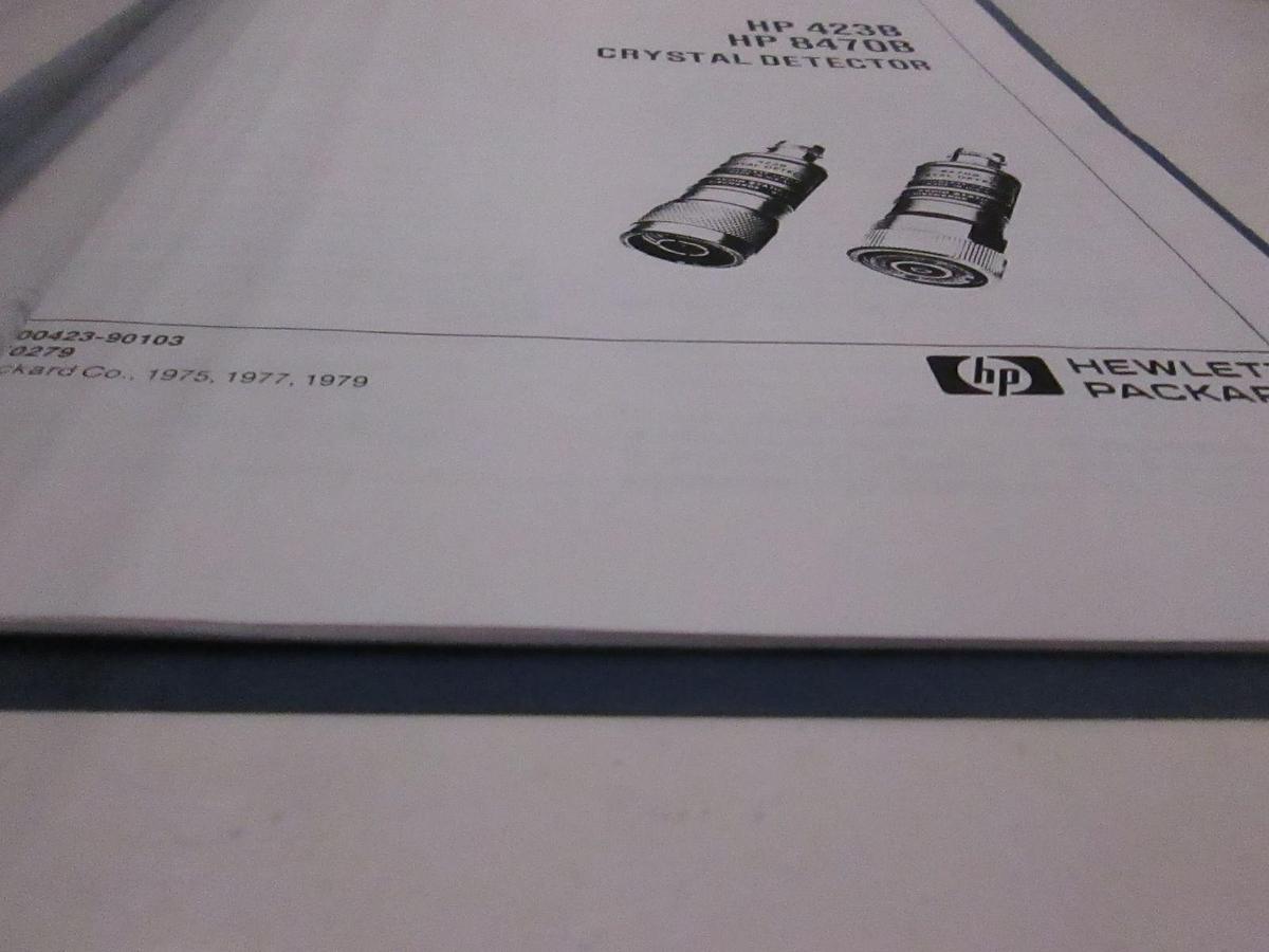 Used HP 423B and 8470B Crystal Detector Operating and Service Manual, Used