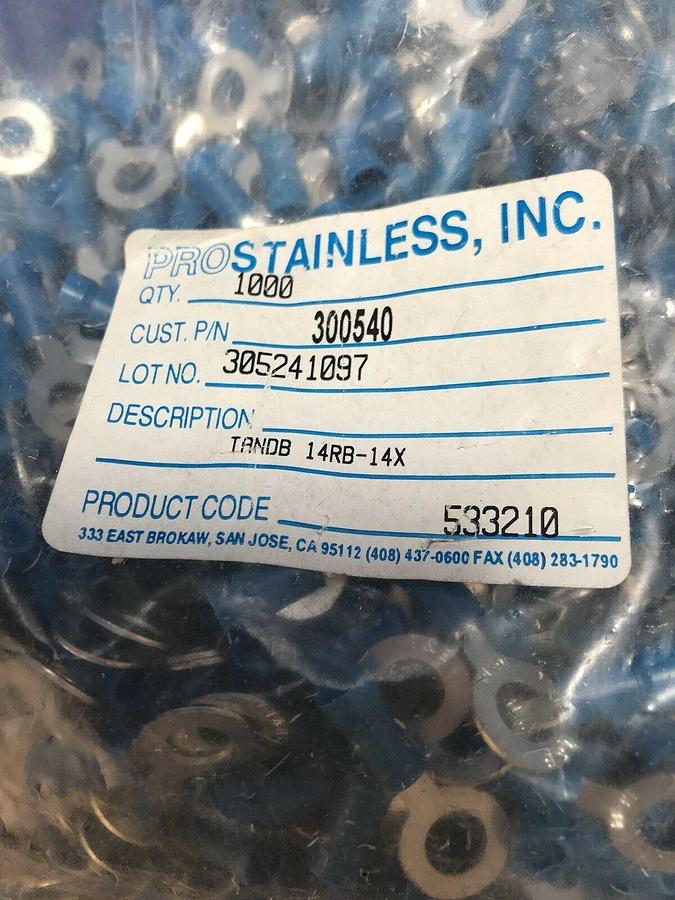 Used THOMAS & BETTS 14RB-14X Expanded Insulated Ring Terminal, Lot of 350+