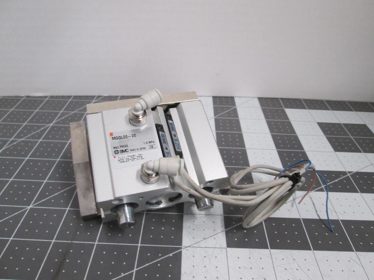 Used SMC MGQL20-20 Guided Cylinder Dual D-Z73 Auto Switches MGQL20-20-Z73L Actuator