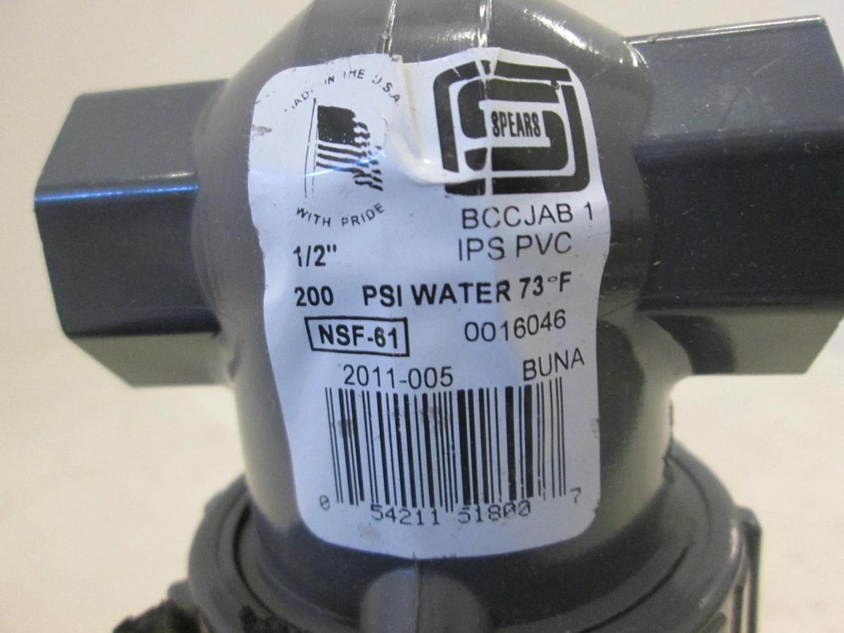 Spears, 1/2" Two Way Manual Gate Valve, 200 PSI, Water 73Deg F, BCCJAB1, New
