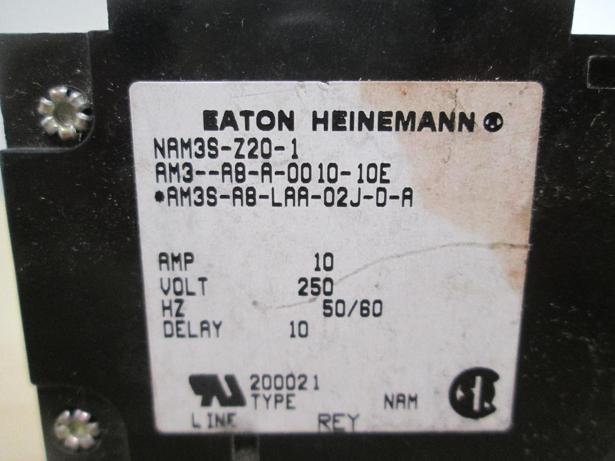 Used Heinemann, AM3-AB-A-0010-10E, 3 Pole Circuit Breaker, 250V, 10A, Used