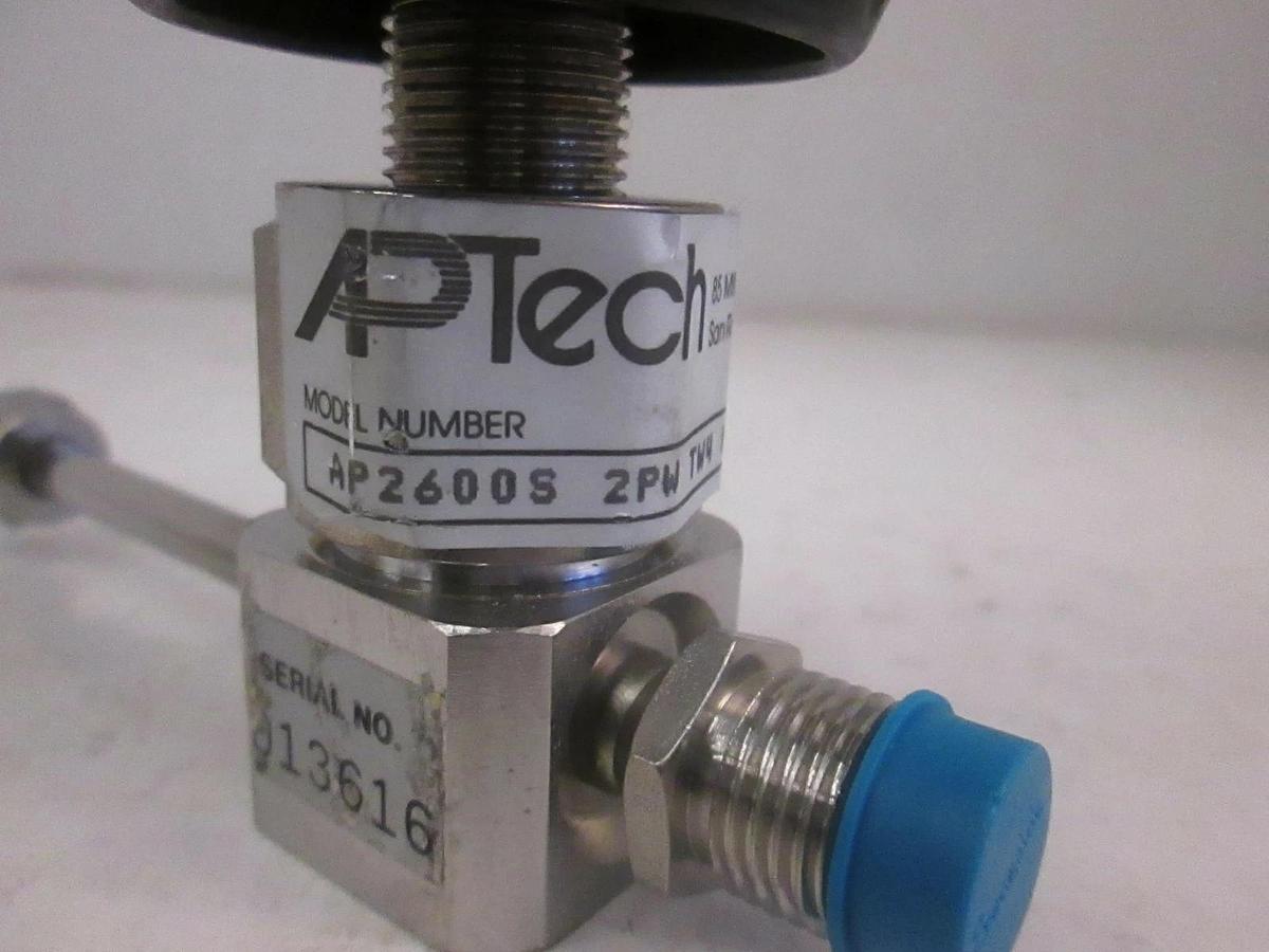 Used APTech AP3600S Manual Diaphragm Valve, 1/4" MVCR x 3/8" Female Swaglok, Used