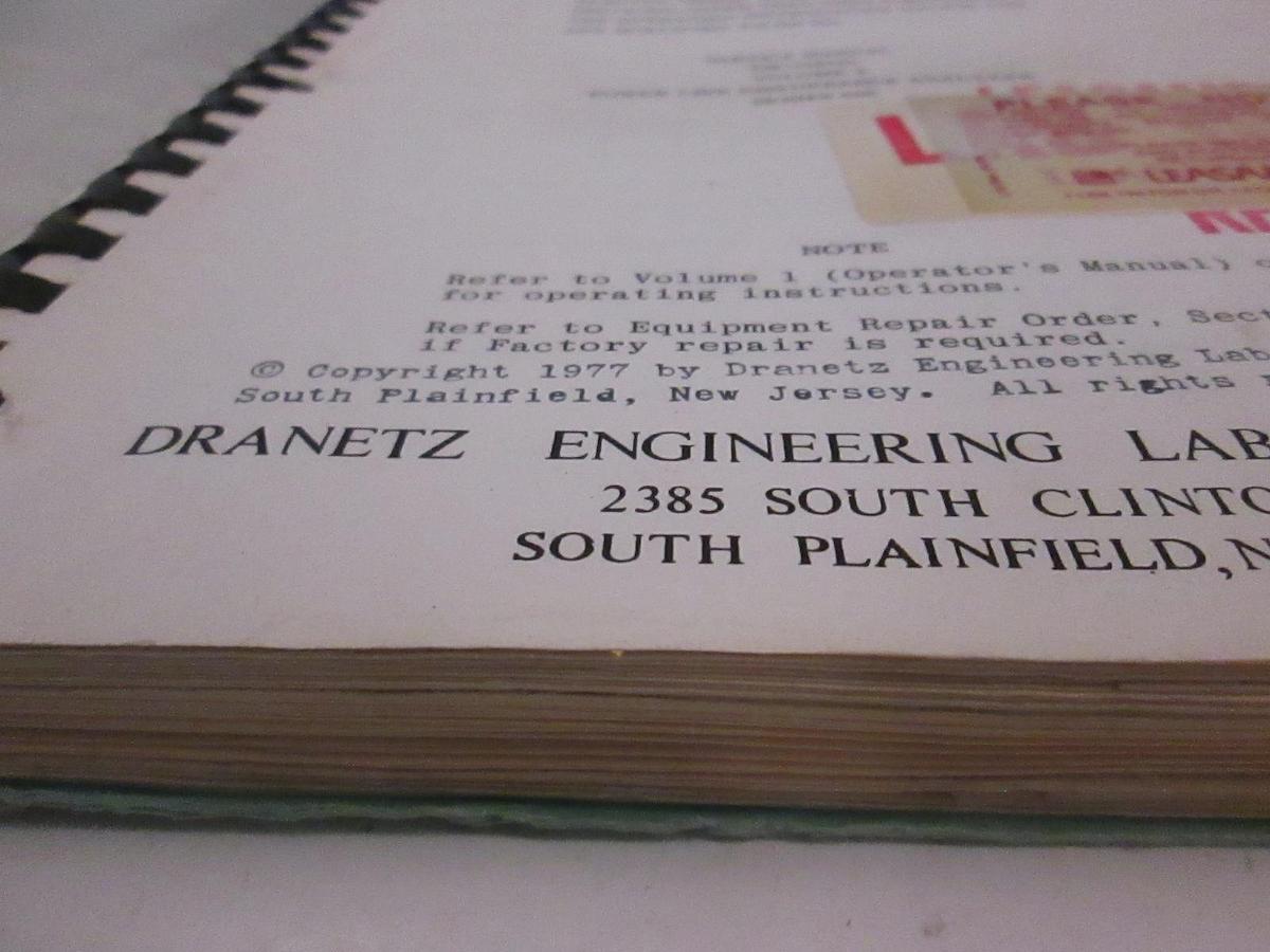 Used Dranetz Service Manual for TM-102700 Volume 2 Series 606, Used