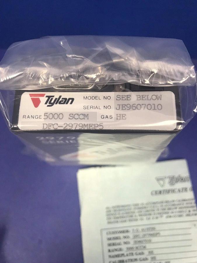 Used Tylan 2979 MFC Mass Flow Controller HE, 5000 SCCM, Block Mount, Rfrb