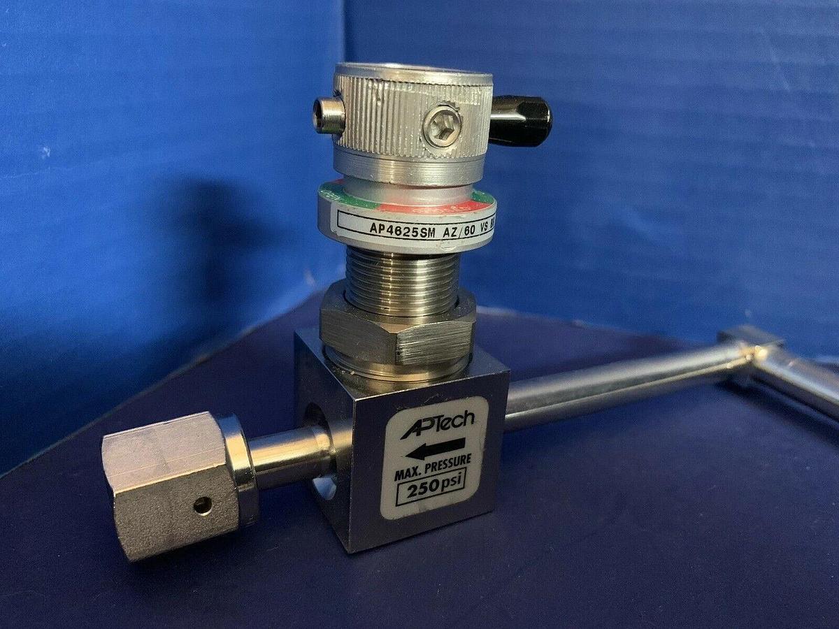 Used APTech AP4625SM Manual Diaphragm Valve Assy w/ 18" Tube, 1/4" FVCR, Used