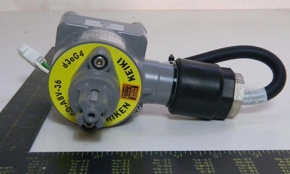 Used Riken Keiki GD-A8V-36 TEL FNC Side Gas Sensor With ~12" Cord