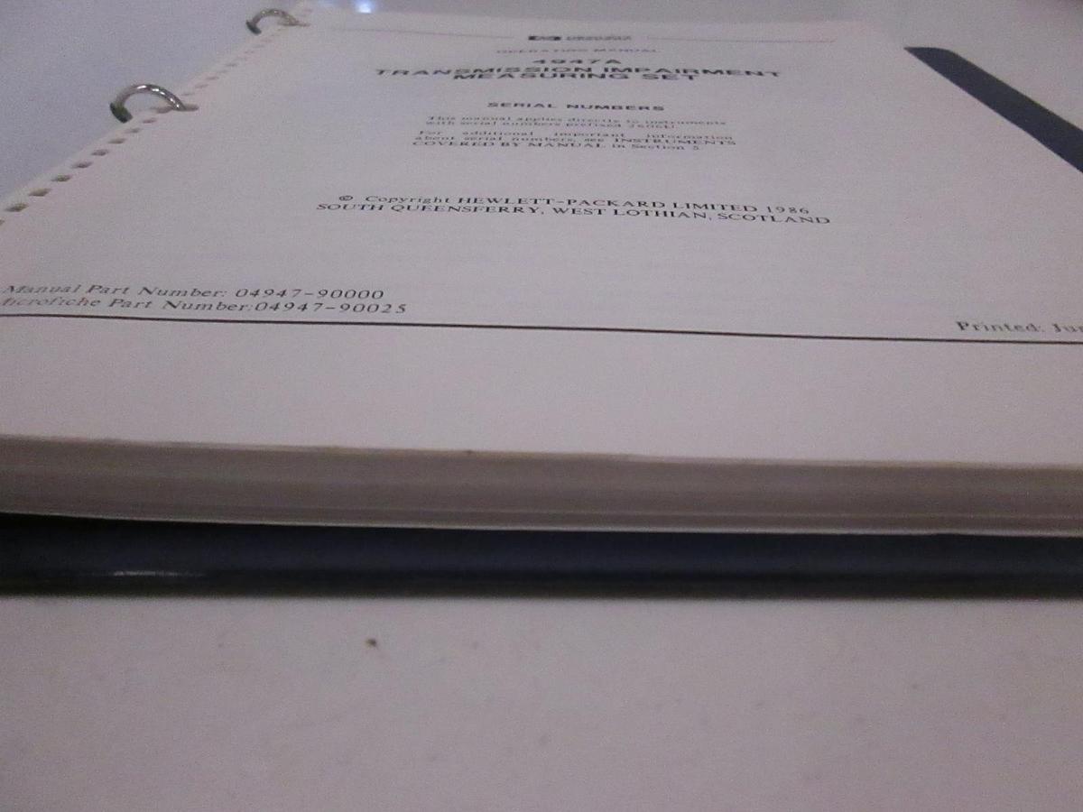 Used HP 4947A Transmission Impairment Measuring Set Operating Manual, Used