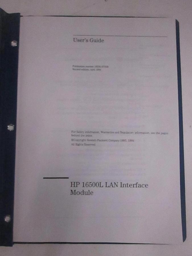Used HP 16500L LAN Interface Module User's Guide, Used