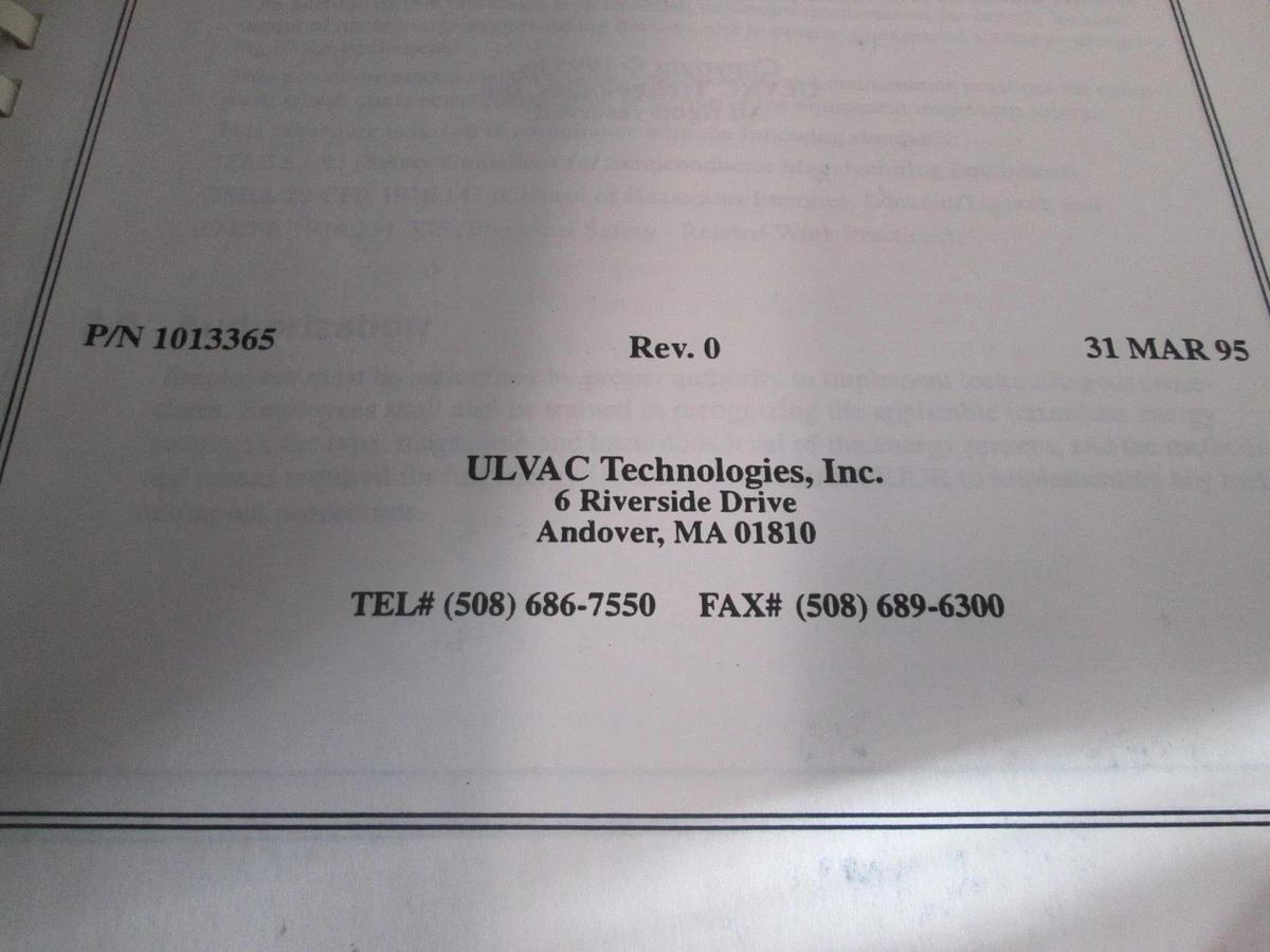 Used Ulvac, Phoenix Asher System, Book 3 Maintenance Guide, 1013365, Used