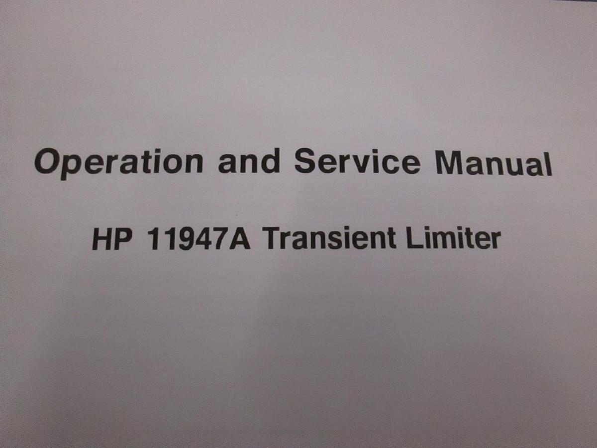 Used HP 11947A Transient Limiter Operating and Service Manual, Used