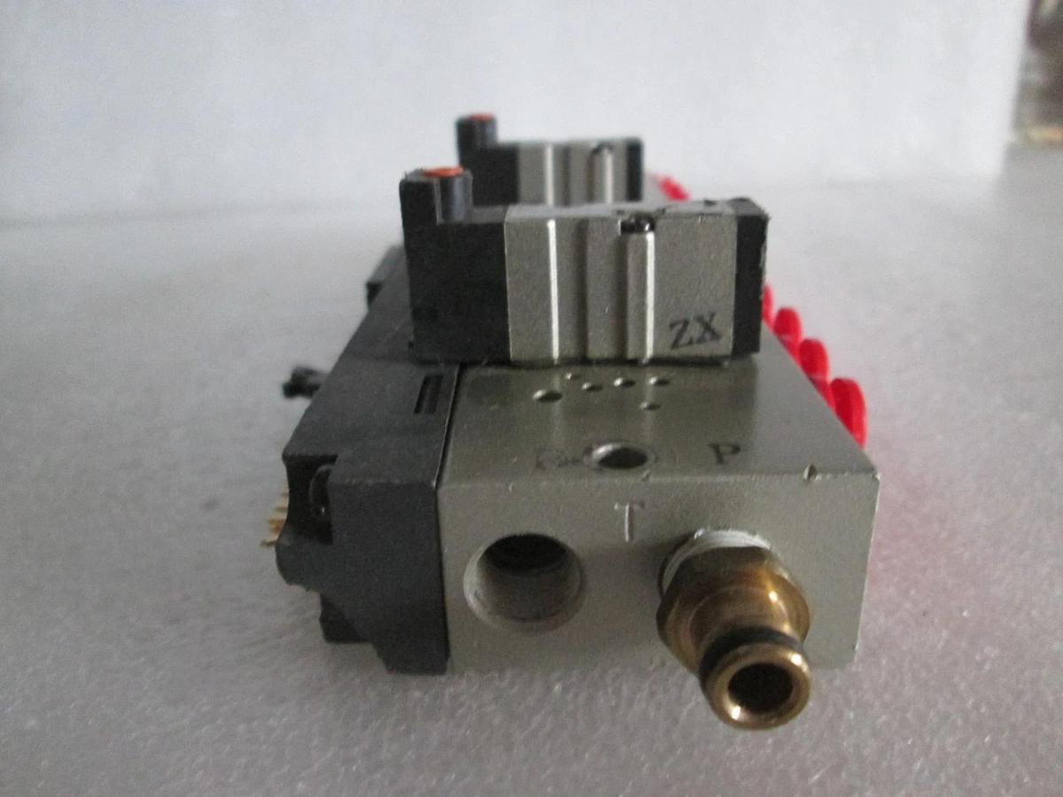 Used SMC, 12 Position Manifold Block Valve Assy w/ 2 NVJ3133Y Valves, Used