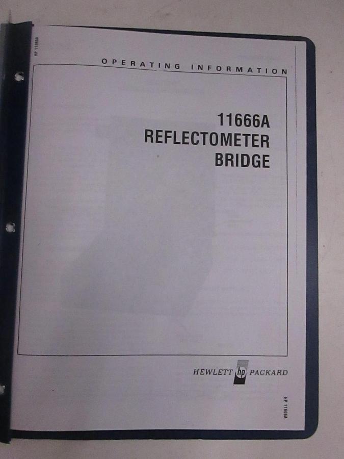 Used HP 11666A Reflectometer Bridge Operating Information, Used