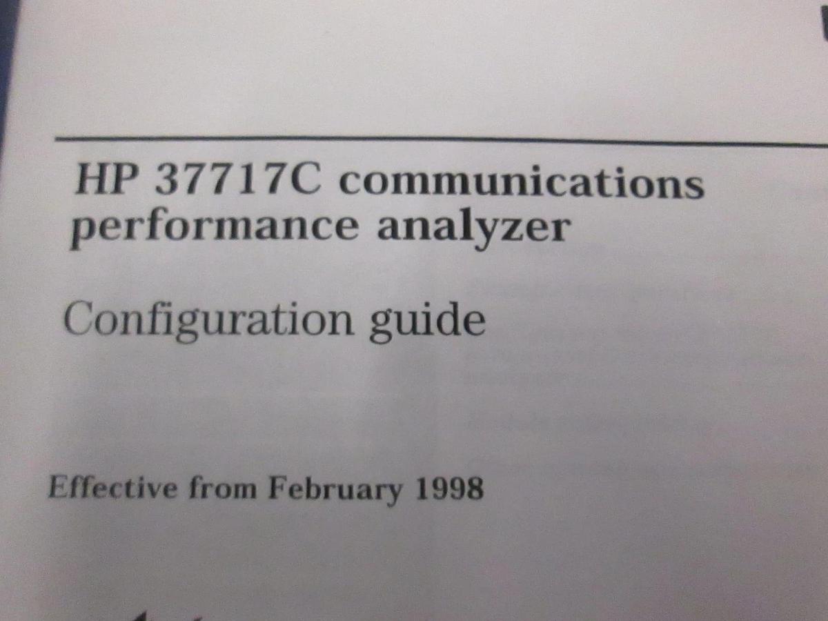 Used HP 37717C Communications Performance Analyzer, Configuration Guide, Used