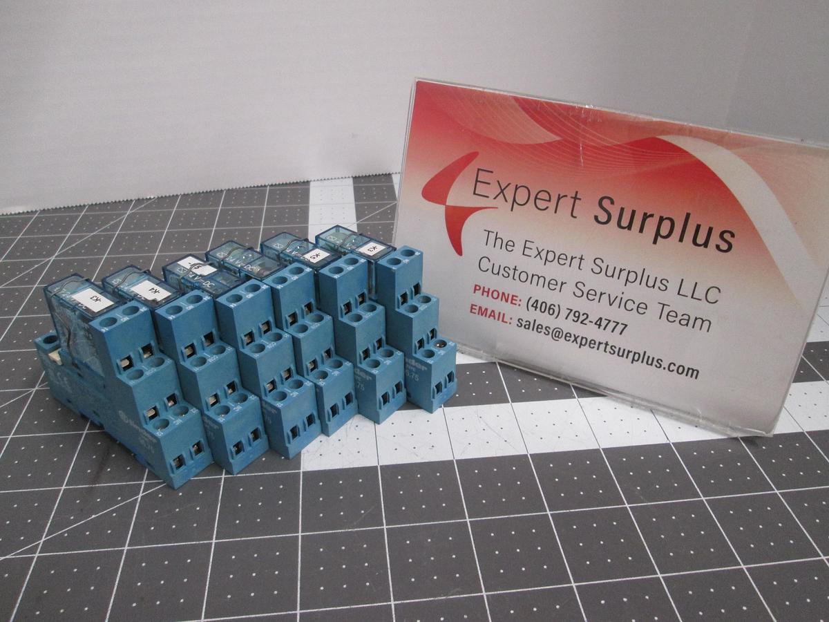 Used Finder Lot of 6 Relay 40.61S 24VDC 16A with 95.75 DIN Rail Socket Bases