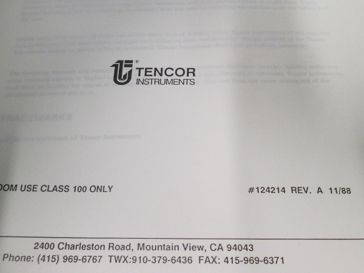 Used Tencore, Prometrix, Surfscan 7000 Patterned Wafer Contamination Analyzer User's Guide, 124214, Used