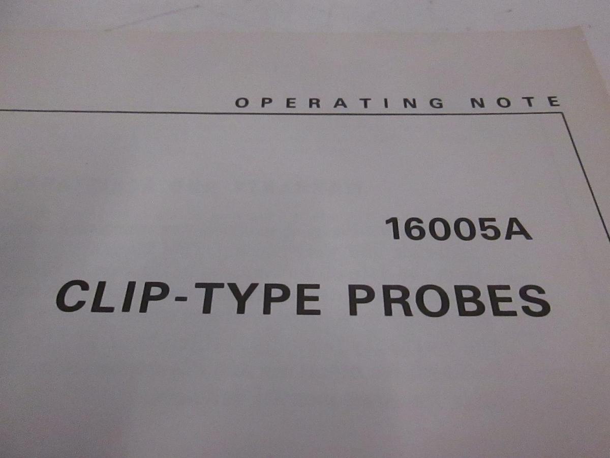 Used HP Model 16005A Clip-Type Probes Operation Note, Used