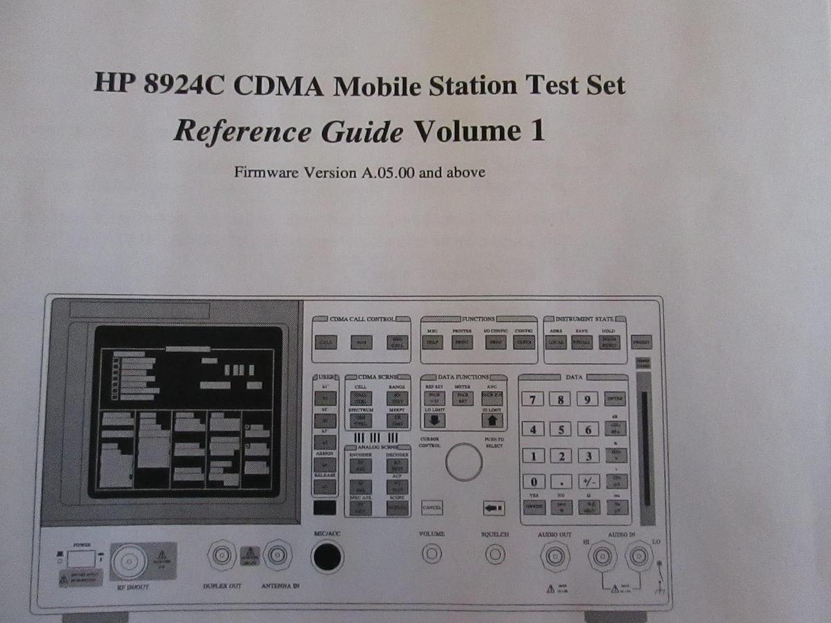 Used HP 8924 CDMA Mobile Station Test Set Reference Guide, Volume 1, Used