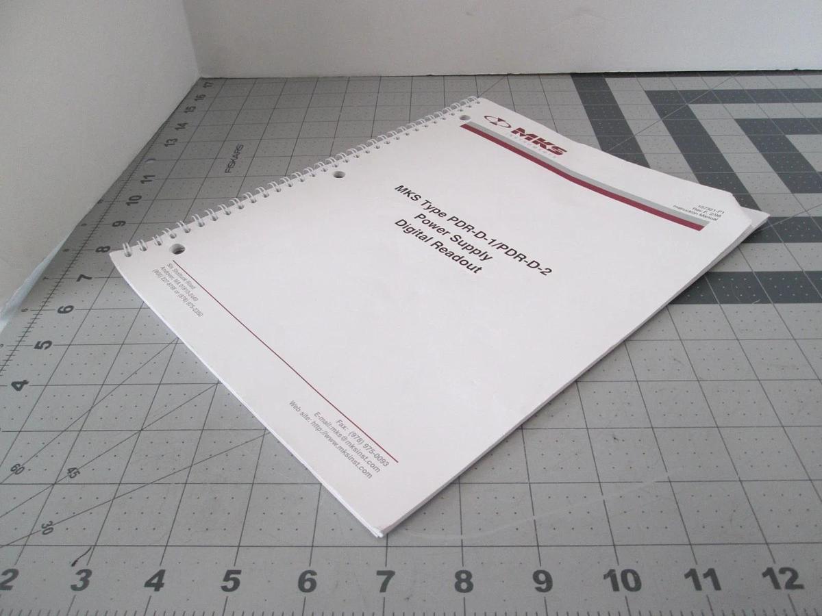 Used MKS, Type PPDR-D-1/PDR-D-2 Power Supply Instruction Manual, 107321-P1, Used