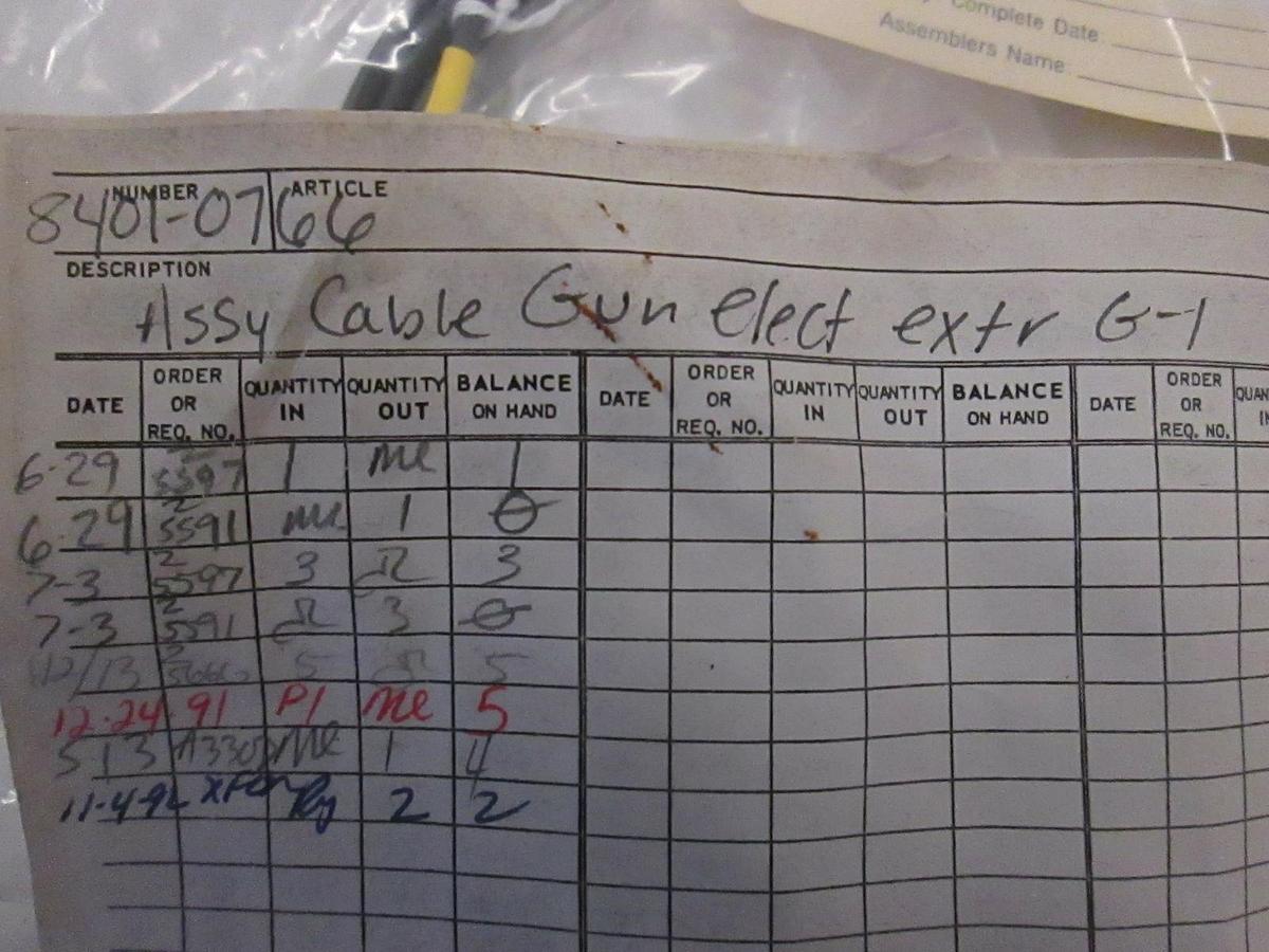 Used Nanometric Cable, Gun Elect Extr G-1 Assy, 8401-0766, Used