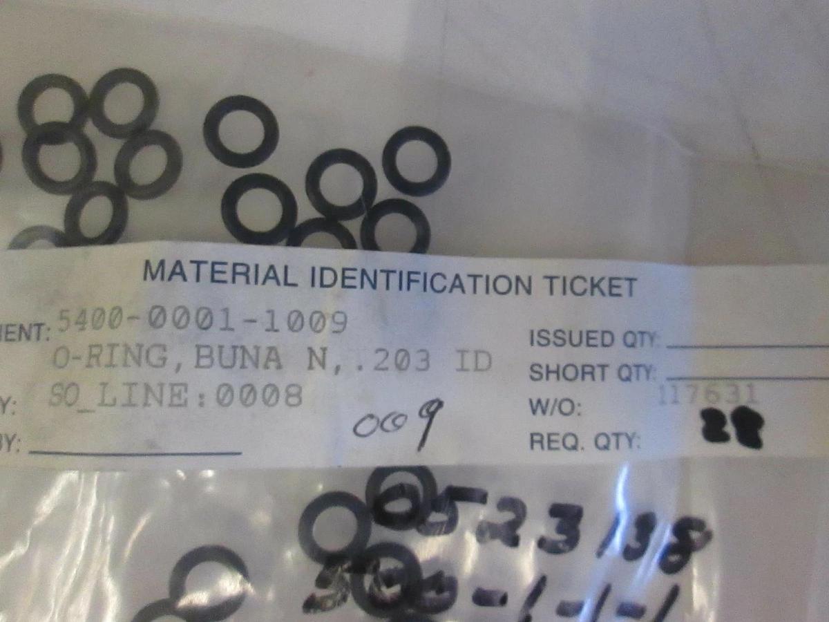 Used 5400-0001-1009, Black O-Ring, Buna 203ID, Lot of 22, NIP