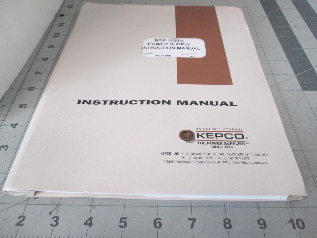Used Kepco, Model BOP 1000M, Power Supply, Instruction Manual, Used