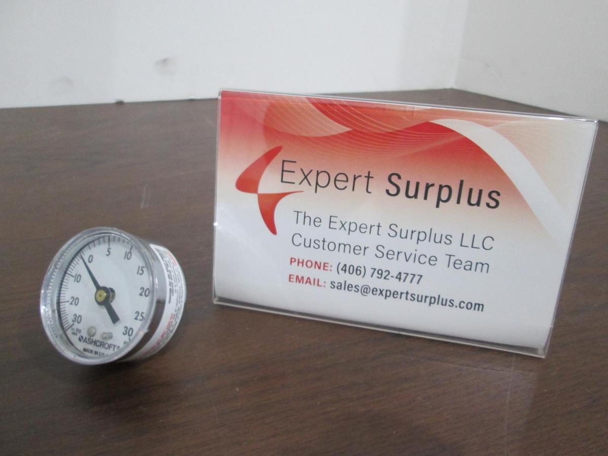 Used Ashcroft, 30-0-30 PSI, Back Mount Gauge, Used