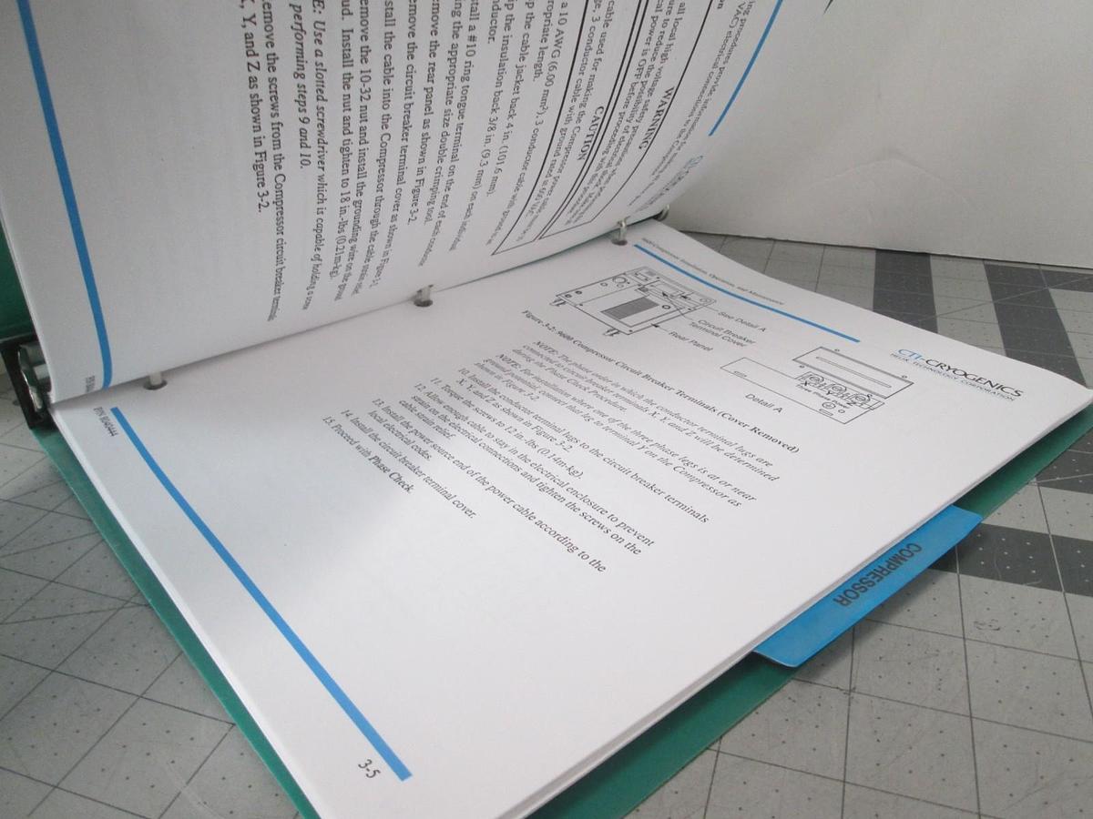 Used CTI-Cryogenics, 9600 Compressor Installation, Operation, Maintenance Manual Used