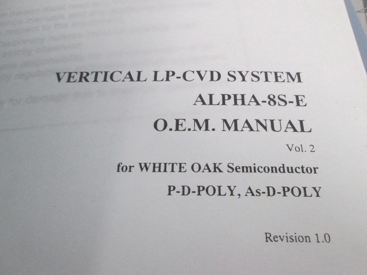 Used TEL Tokyo, ALPHA-8S, O.E.M. Manual Vol. 2, P-D-Poly, As-D-Poly, Used