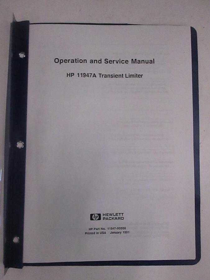 Used HP 11947A Transient Limiter Operation and Service Manual, Used