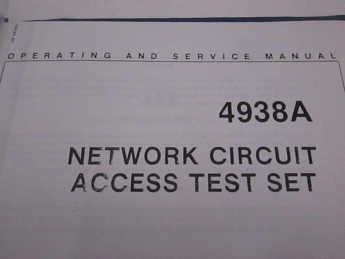 Used HP 4938A Network Circuit Access Test Set Operating and Service Manual, Used