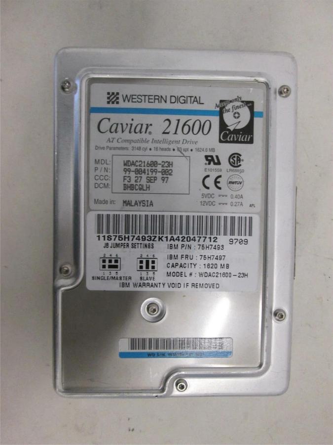 Used Western Digital, Caviar AT Compatible Intelligent Drive, WDAC21600-23H, Used