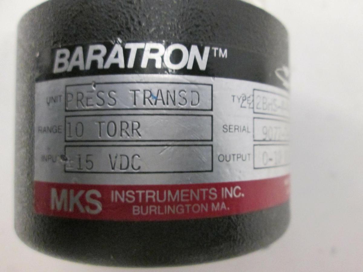 Used MKS, 10 Torr Baratron Pressure Transducer, 222BHS-A-A-10, Used
