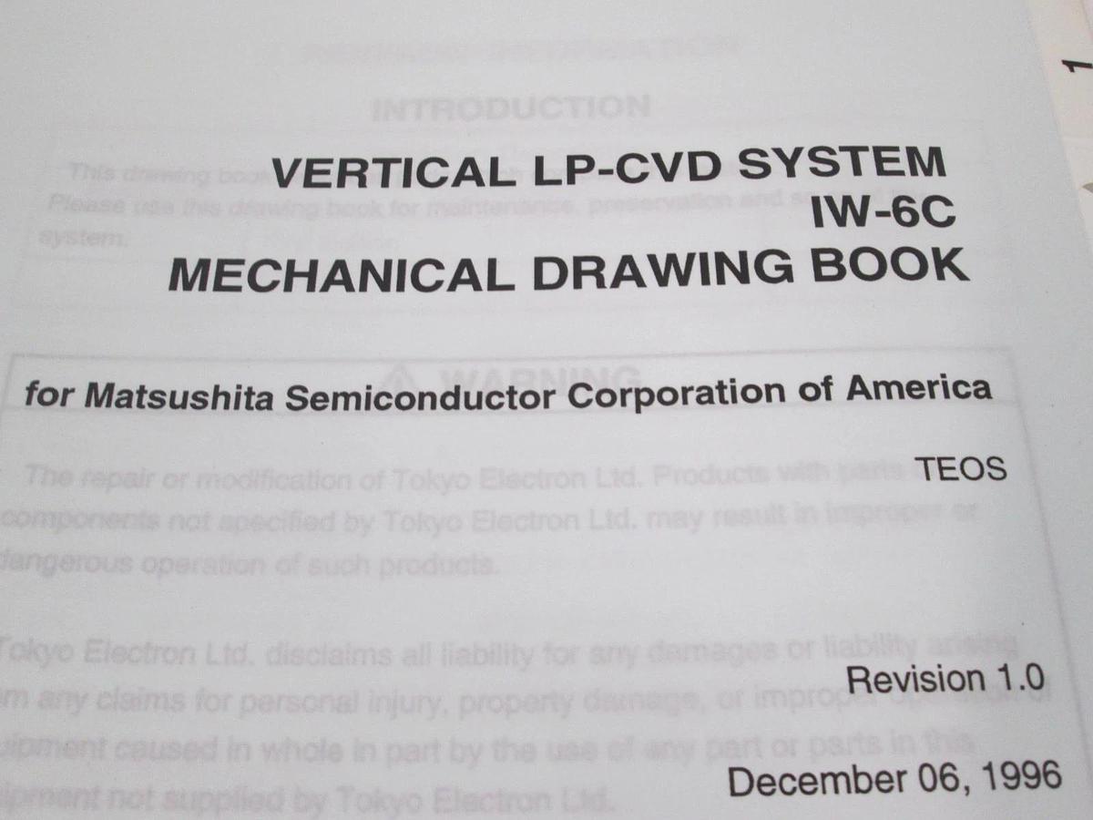 Used TEL Tokyo, IW-6C, Mechanical Drawing Book, TEOS, Used