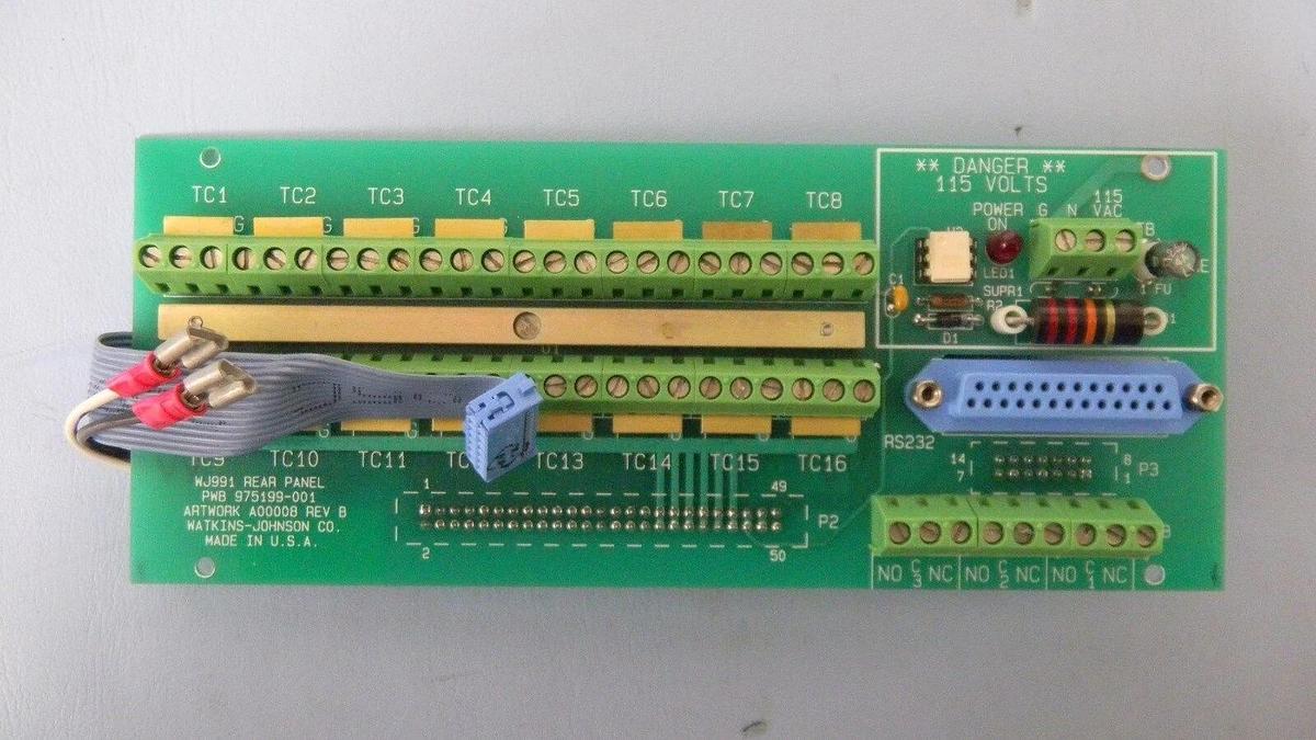 Used Watkins Johnson 975199-001 Rev B, WJ991 Rear Panel, PCB, Working When Removed