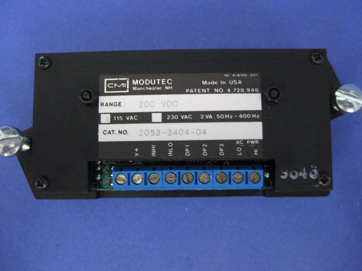 Used CMI Modutec Digital Meter 2053-3404-04 DC Volts, 200 VDC, 115 VAC, Used