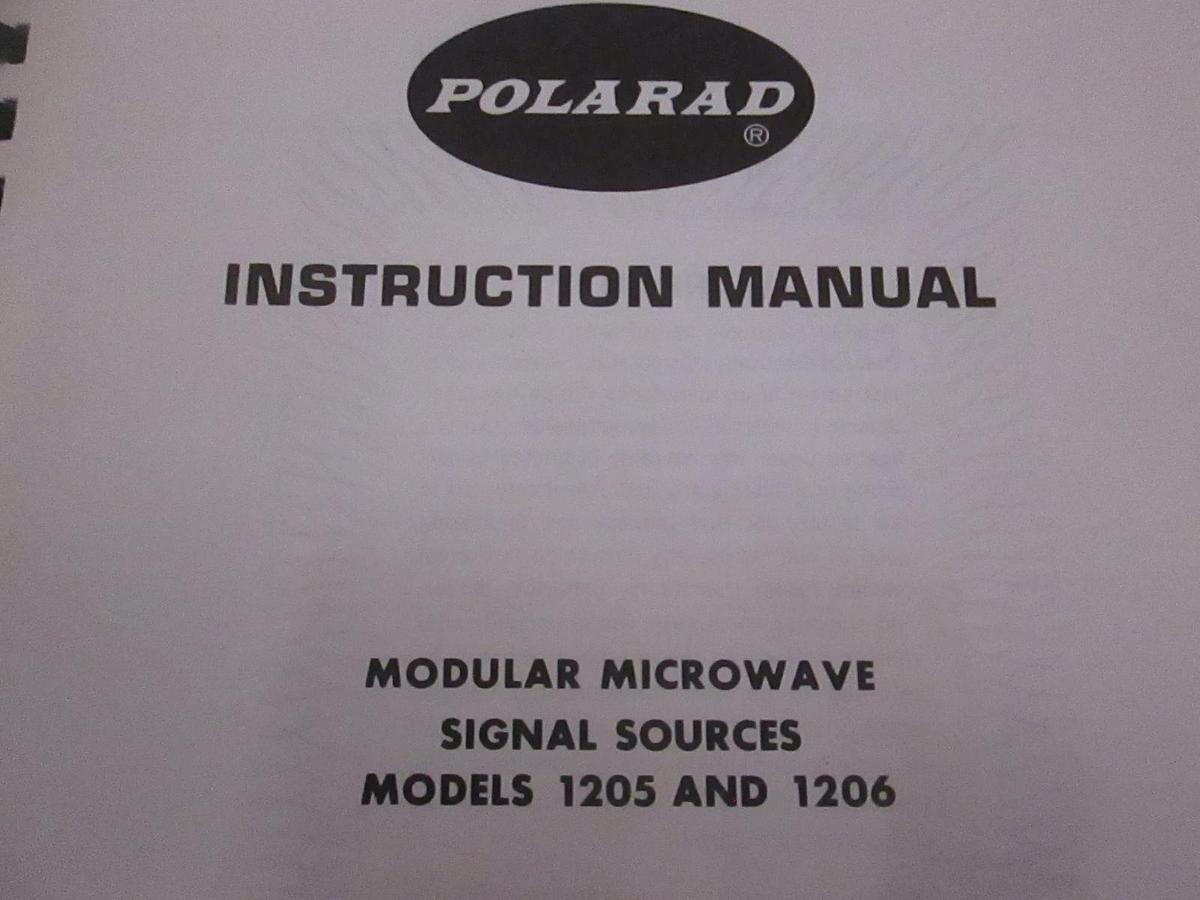 Used Polarad Model 1205 and 1206 Modular Microwave Signal Instruction Manual, Used
