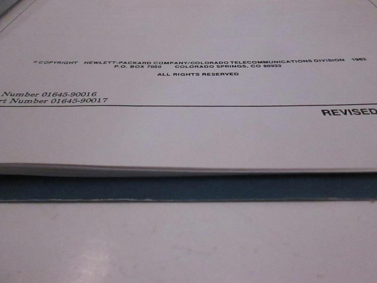 Used HP 1645A Data Error Analyzer Operating Manual, Used