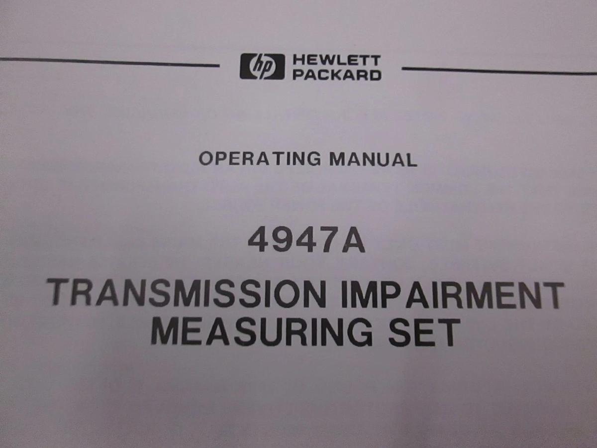 Used HP 4947A Transmission Impairment Measuring Set Operating Manual, Used