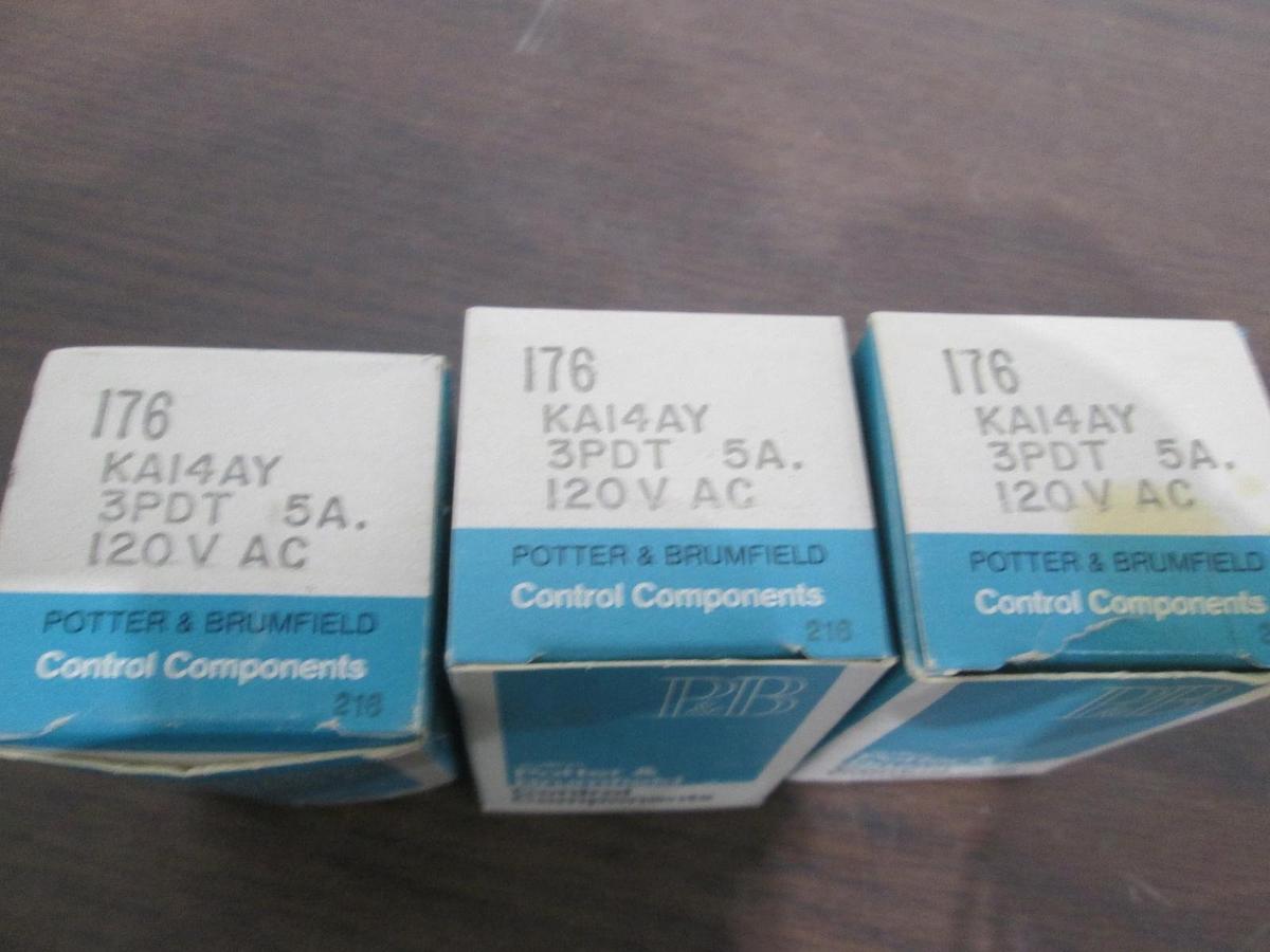 Potter & Brumfield, KA14AY, Relay, 120V, 5A, New, Lot of 3
