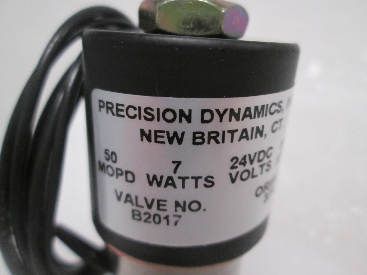 Precision Dynamics, B2017, Valve, 24 VDC, 3/16, New
