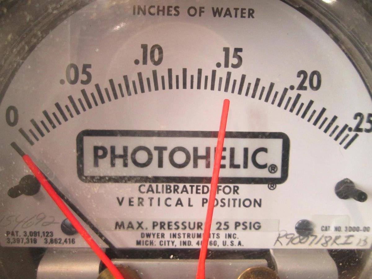 Dwyer, Photohelic, CAT. 3000-00, 0-0.25" of Water, Gauge, New
